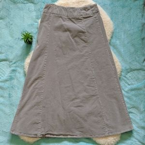 Gray Corduroy Long 6 Panel Skirt